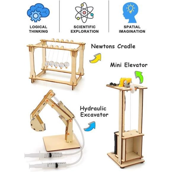 5 Set STEM Kits, Wooden Building Kits, Assembly 3D Puzzles for Kids Ages 8-12 - Picture 4 of 6